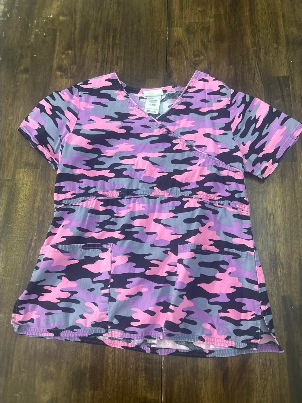 Scrubstar Pink & Purple Camo V-Neck Scrub Top